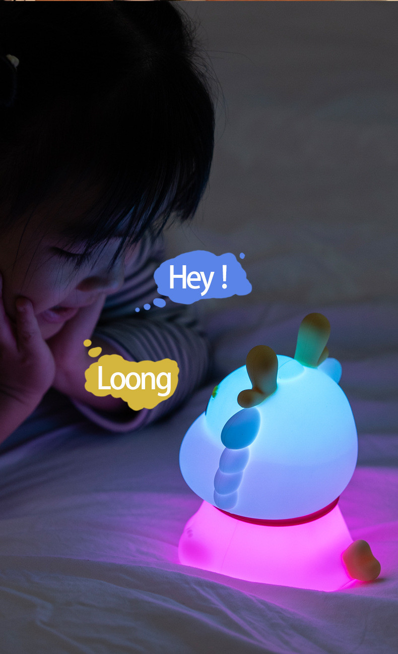 LED USB Rechargeable Dimming Dragon Touch Cartoon Cute Bedroom Decor Silicone baby loong Table Lamp Night Light