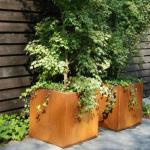 Rusty Red Large Flower Pots Outdoor Customized Style for Gardenscape Beautificat