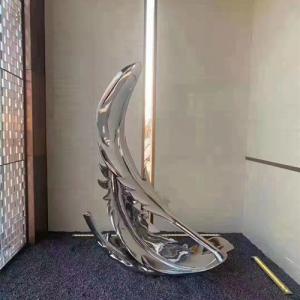 China Silver Feather Home Decor Sculptures Decorative Abstract Stainless Steel factory