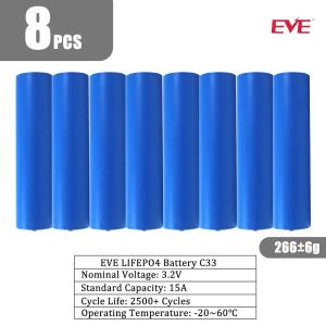 China Lifepo4 Battery EVE C33 3.2V 15Ah 33140 3C Cylindrical Power Battery for Car Audio E Scooter Standrad chraging current 0.5C factory