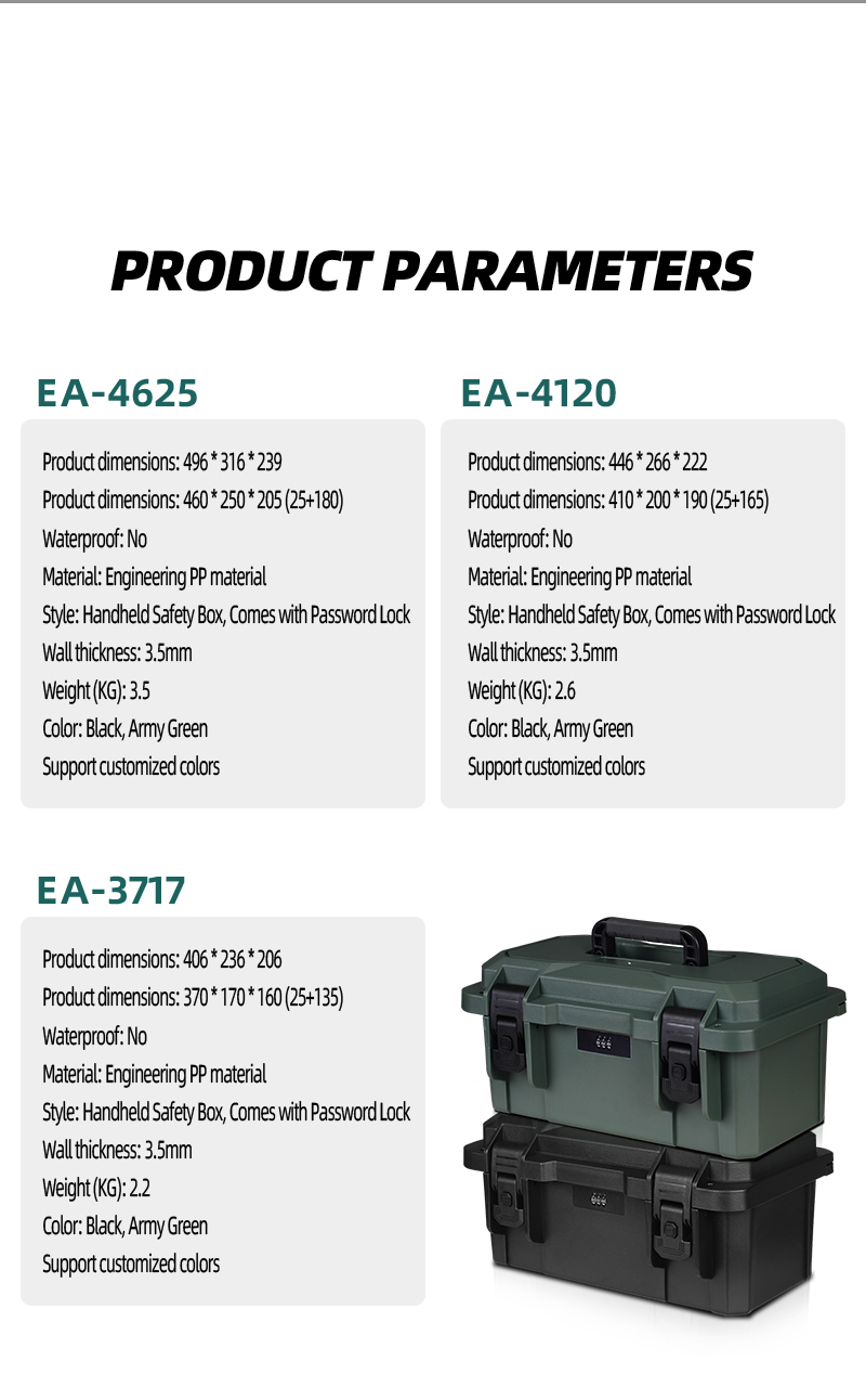 Rugged Plastic Tool Case with IP67 Waterproof Protector Box 6200 Series and OEM Support Inner Size 370*170*170 25 135