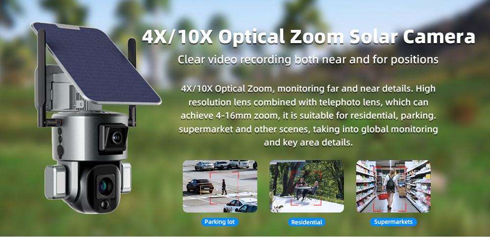 4G Solar Dual Linkage Cameras 4K 20000mAh Battery 10X Zoom Solar IP Camera