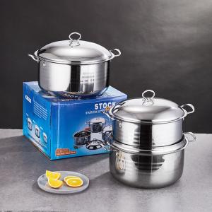 China Multifunction Large Capacity Kitchen Cookware Pot 3 Pieces Stainless Steel Ollas Soup Pot Set Cookware Set factory