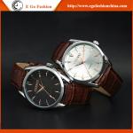 E Go Fashion 006A Stainless Steel Quartz Watch Genuine Leather Strap Watches