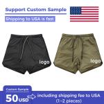 Fit Training Sports Double Layer Workout Pants Elastic Gym Men Cotton Shorts