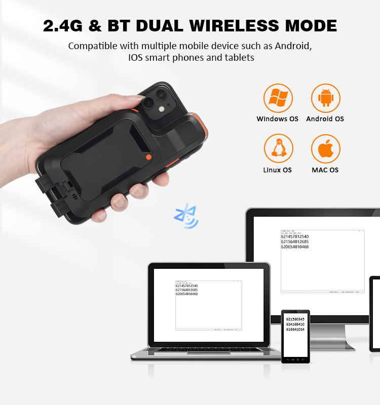 Wireless Barcode Scanner Bluetooth 1d 2d Qr Code Phone Back Clip Android Bar Code Reader Handheld Barcode Reader