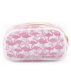 China Pink PVC Closure / Custom Cosmetic Bags With Brush Holder / Glitter Zipper factory