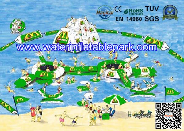 Cool Inflatable Floating Water Park for Lake , Promotion Family Resort With