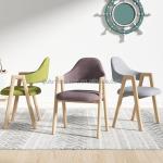 Wooden Frame Dinning Room Chair Nordic Home Furniture Kitchen Upholstered Fabric