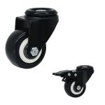 2" Silent Wheel Black PVC Light Duty Casters Swivel Lock Bolt Hole Castors For