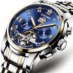 Modern Business Stainless Steel Skeleton Watch Hollow Out Case Back