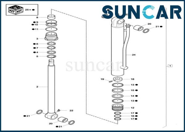 Mini Crawler Excavator XKCC-01360 XKCC01360 Bucket Cylinder Repair Seal Kit Fits