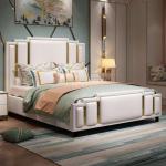Upholstered Hotel Bedroom Furniture Hydraulic Lift Up Storage Leather Bed