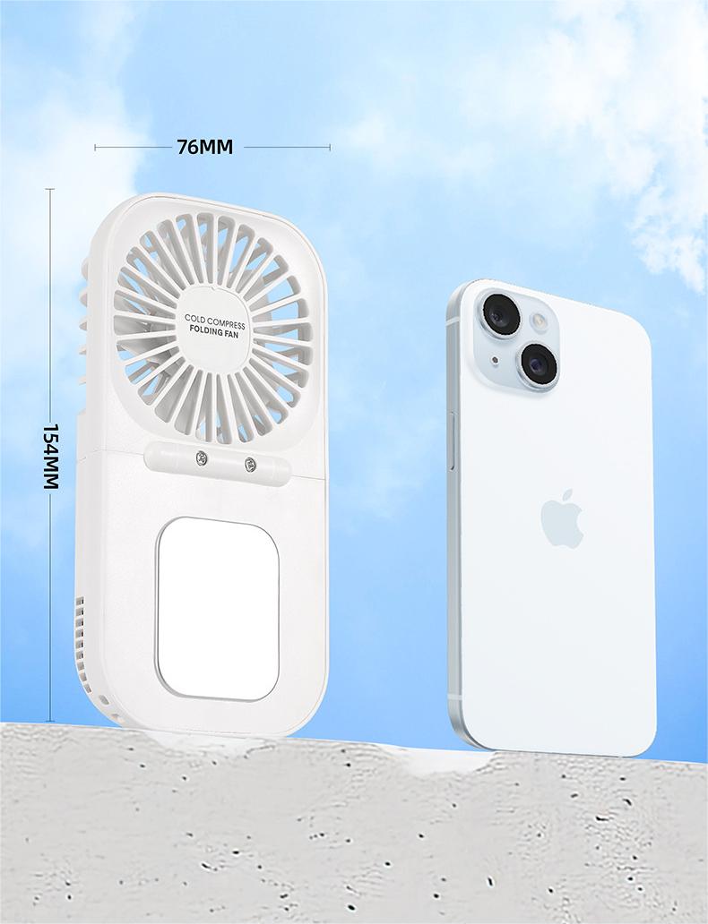 3.7V Cold Compress Handheld Folding Fan Portable Table Mini Fan for Neck Cooling Gift