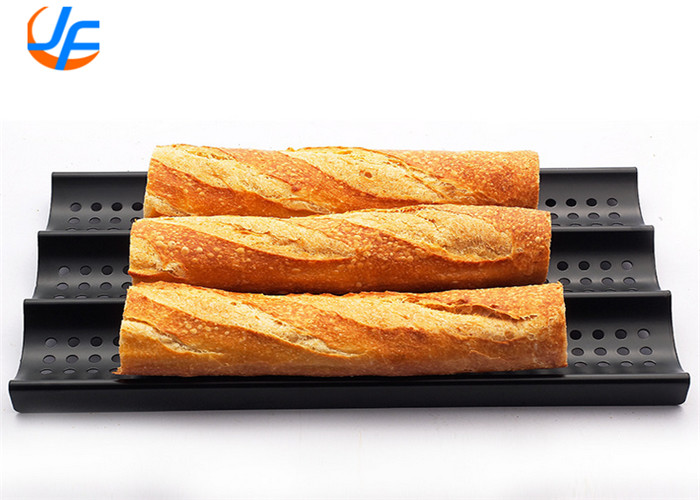 China RK Bakeware China Foodservice Gold Nonstick Aluminium Baguette Baking Tray factory