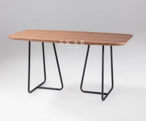 China Modern Simple Metal Frame Rectangle Wood Dining Table factory