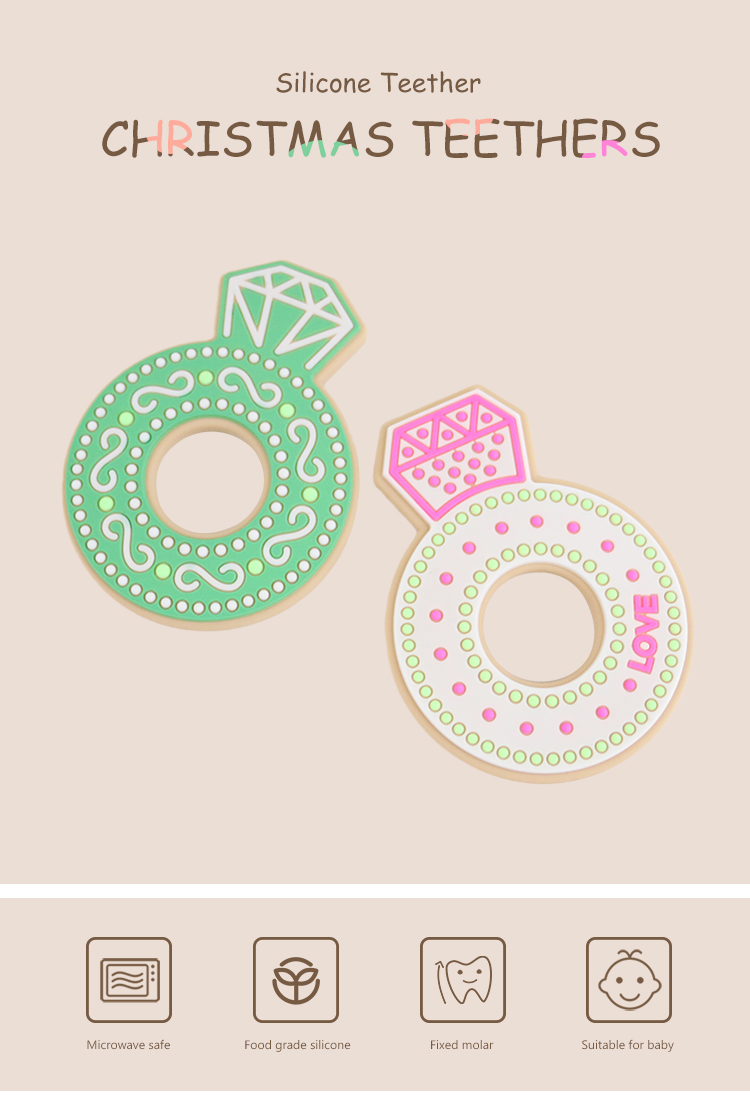 Cartoon Diamond Silicone Baby Teether , Non Toxic Silicone Teething Rings