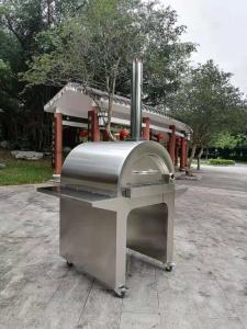 China 4 wheels Stainless Steel Wood Fired Pizza Oven Brush Outdoor Stainless Pizza Oven factory