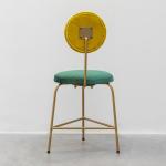 Velvet Multi Colored Upholstered Dining Chairs Metal Frame With Triangle Legs