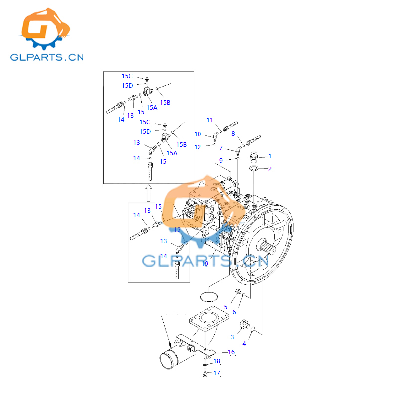 PC210-7k PC200-7k 708-2L-00202 Hydraulic Pump In Excavator Komatsu