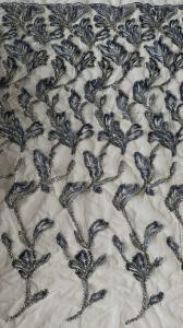 China Metallic Lace Fabric High Quality Elegent Wedding 60 Yards Embroidery Fabric factory