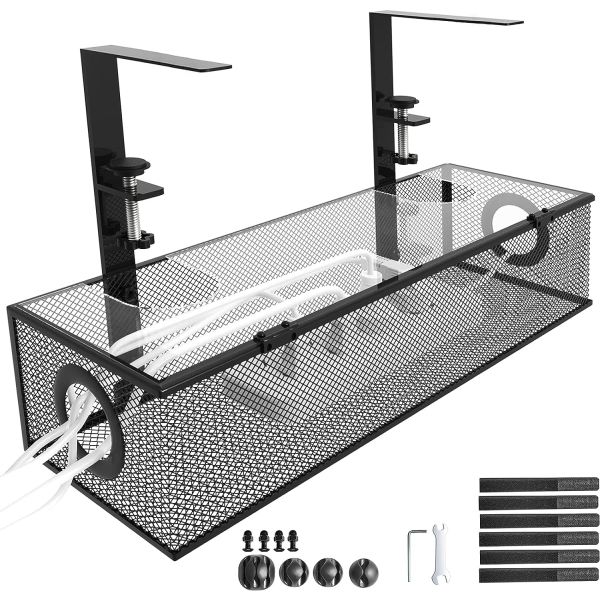 Metal Under Desk Cable Management Box Clamp for Supporting Fixed Storage Holders Racks