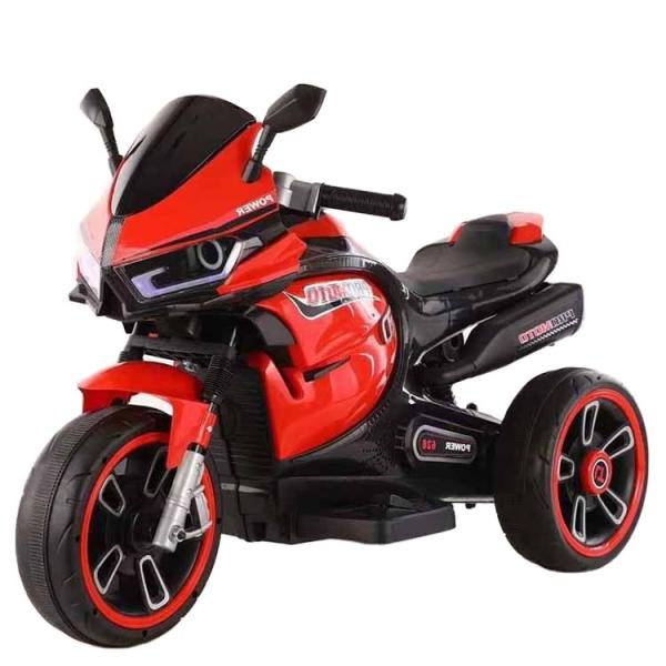 White Children's Electric Motorcycle Tricycle with Colorful Light and 380*2