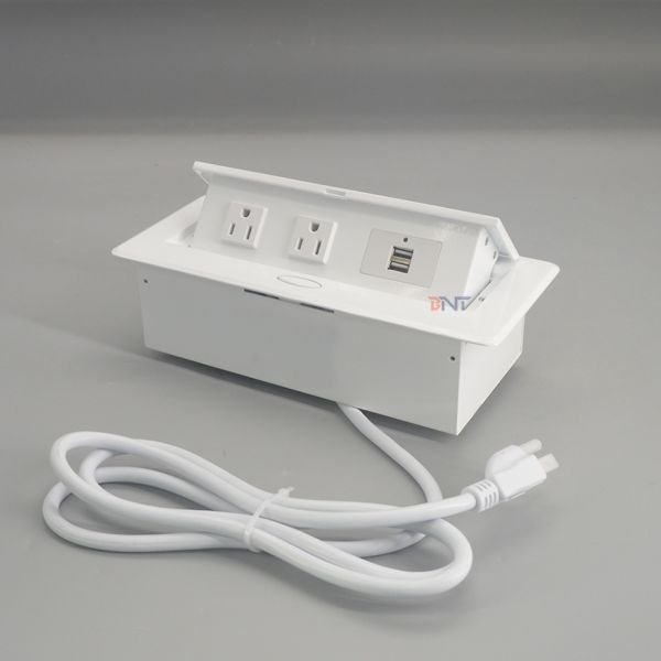 Whole white aluminum panel pop-up desk mount socket with usb outlet