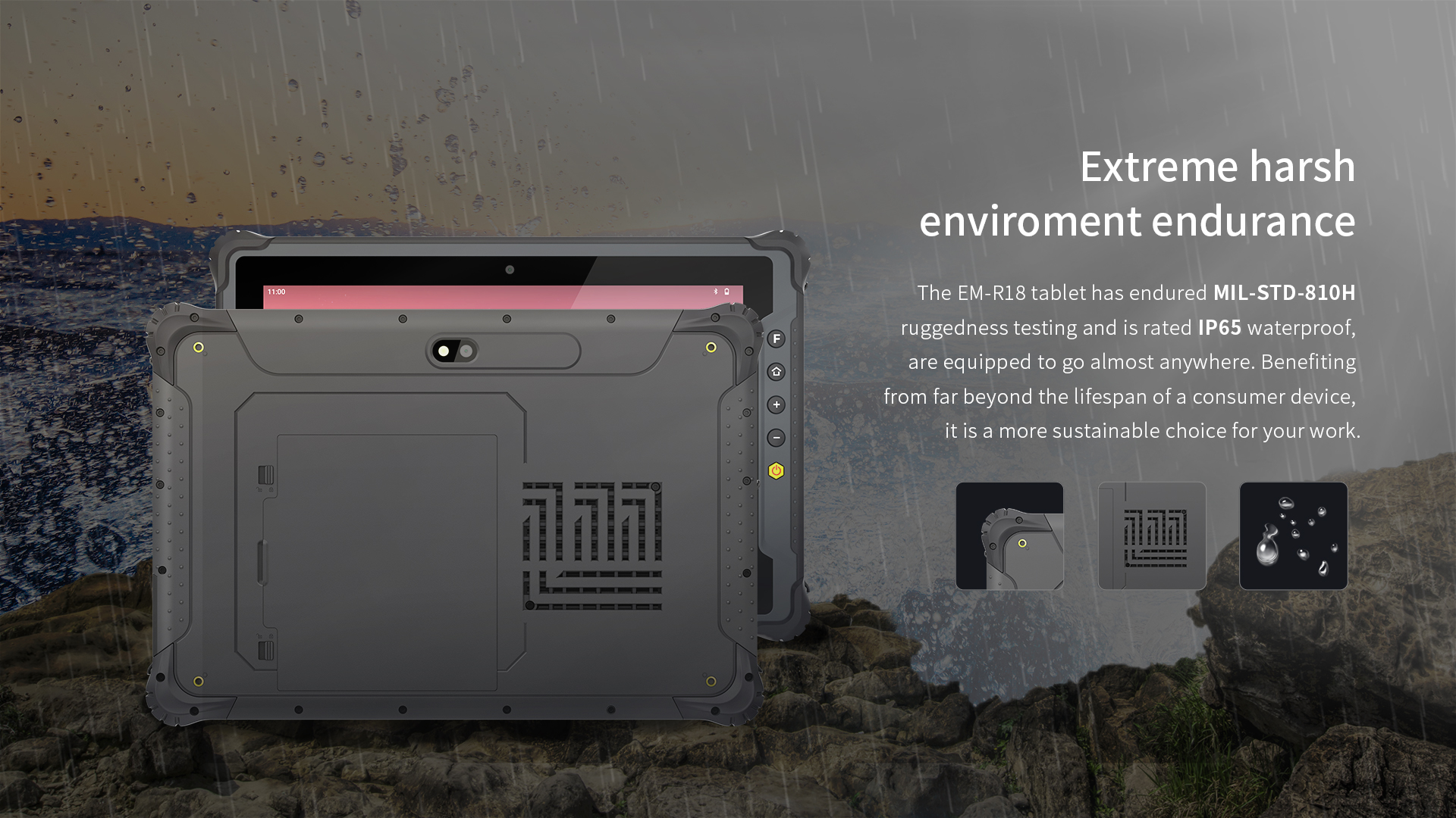 Waterproof Handheld Android Rugged Tablet with Shockproof GPS WiFi USB Interface NFC