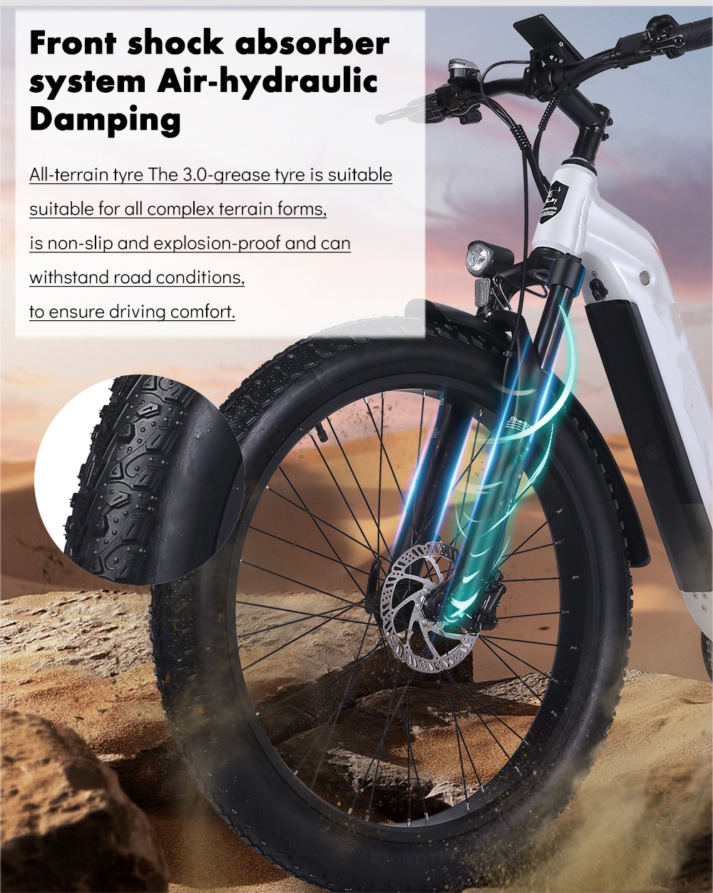 Step Thru Electric City Bike 26 Inch Wheel 7 Speed 48V 17.5Ah Battery Capacity