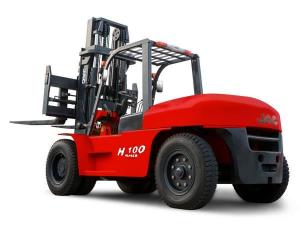 China JAC 10 Ton Diesel Forklift , Large Capacity Counterbalance Forklifts , Heavy Equipment Forklift , Red Or Orange Color factory