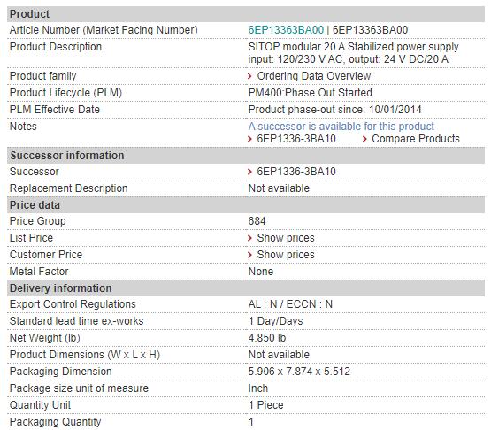 6EP1336-3BA00 6EP1 336-3BA00 Siemens Power Module