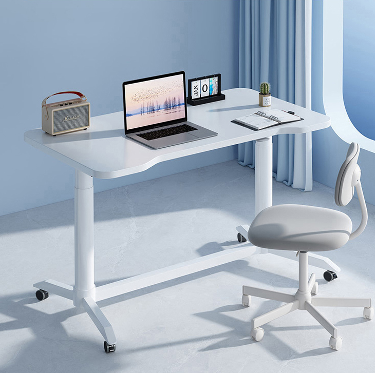 Customized Sit Standing Desk with Wheels and Pneumatic Height Adjustment up to 680mm