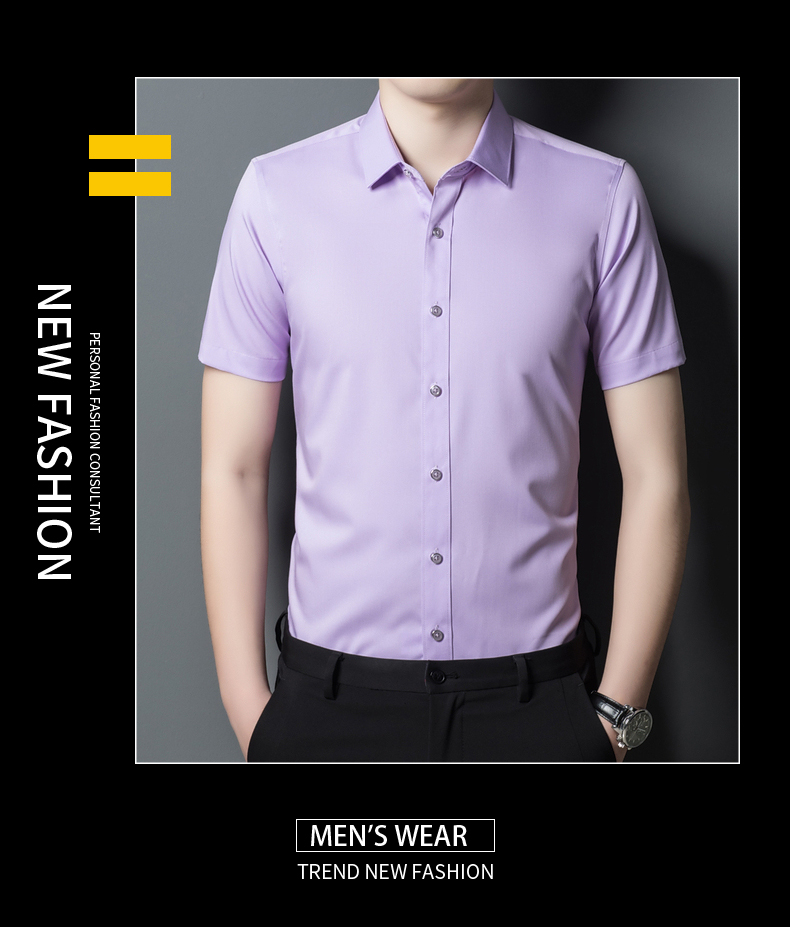 Formal Men's Short Sleeve Business Shirt Solid Color Office Tops Button Down OEM