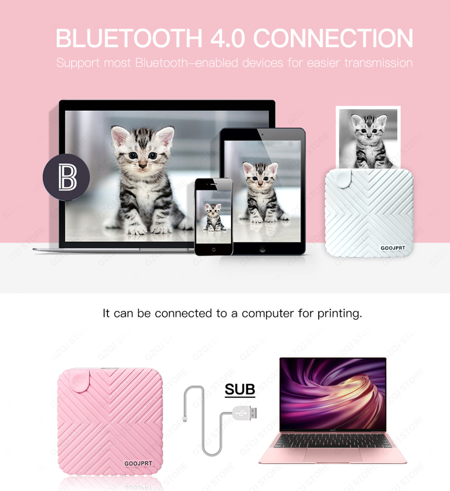Thermal Bluetooth photo Printer Mobile Phone POS Mini ios Android 58mm Portable Wireless