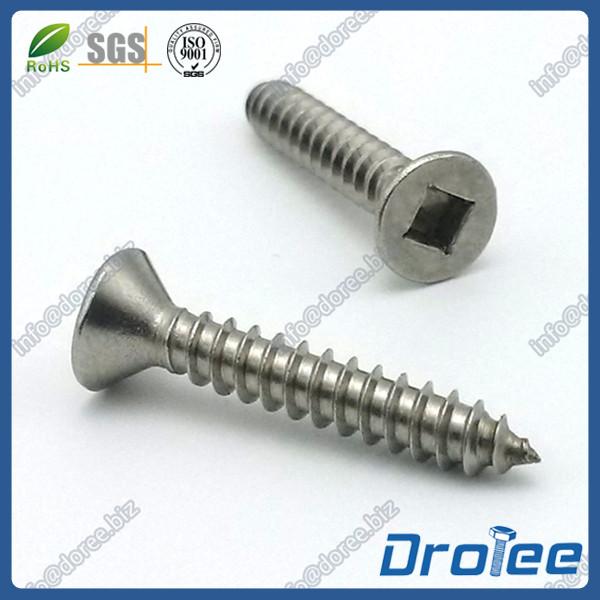Flat Head Square Drive Self Tapping Sheet Metal Screws, Stainless 18/8/ 304/316