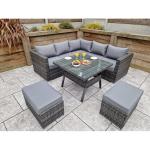 Outdoor Garden Dining Furniture Set with Bench by AJUNION Woven Rattan Corner