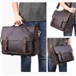 First Layer Cowhide Men'S 17 Inch Retro Laptop Messenger Bags