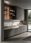 Customized PET Kitchen Cabinets Modern Gray Kitchen Cabinet With Winecase