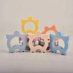 CPC 10pcs Silicone Building Blocks Childrens Silicone Toys Morandi Blue