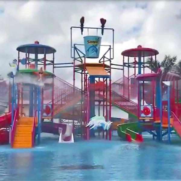 Customized 15m Height Water Play Structures Aquatic Splash Park High Durability