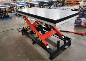 China Electric Mobile Hydraulic Lifting Table Trolley With Fork Pocket 1300x850mm factory