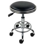 Small Round Lab PU Leather Chairs Antistatic Metal Saddle Stool With Wheels