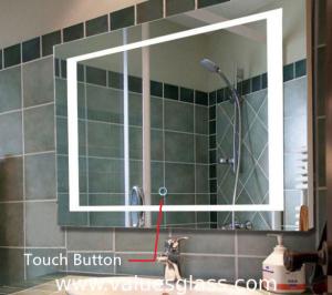 China LED Illuminated Bedroom Mirrors , Custom Size Bathroom Mirror With Lights on sale