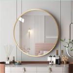 Residential Bathroom Vanity Mirror with Beveled Edge and Aluminium Color Metal
