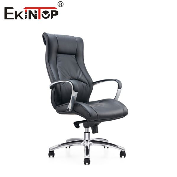 China High Swivel Black PU Leatherette Office Chair With Fixed Armrest factory