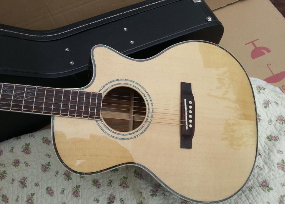 2018 6 strings Lakewud acoustic guitar Sungha Jung inlays lakewud acoustic handmade solid top acoustic guitar