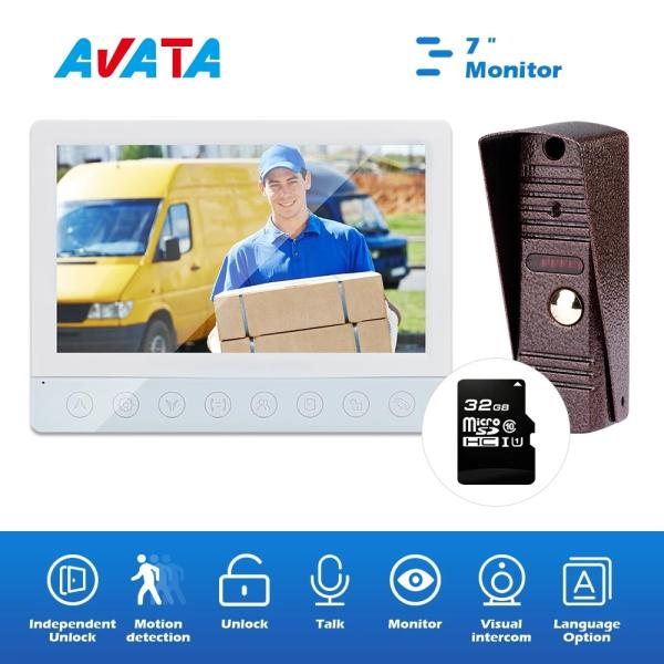 7 Inch 4 Wire Cable Villa Home Door Camera Ring Video Doorbell with Stainless