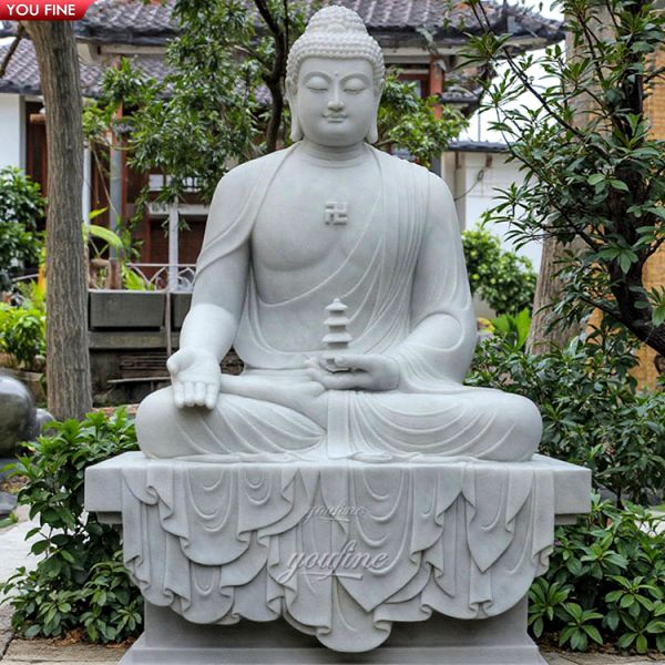 Outdoor Garden Decoration White Marble Buddha Statue