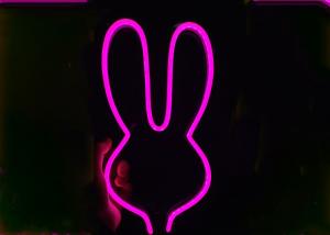 China Pink Rabbit Neon Signs with stand &amp; USB for Christmas gift For Child factory